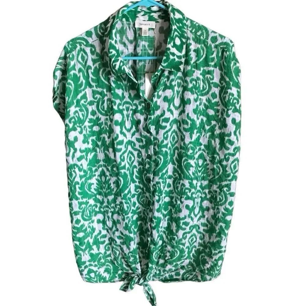 Tamara H. blouse Top green plus SZ 2X New with tags buttons ties New with tags